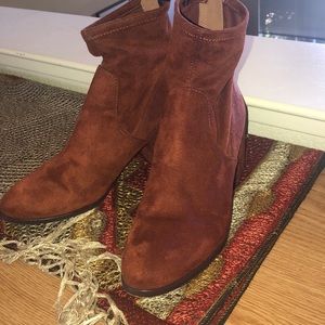 H&M suede ankle boots; no box; burnt orange brown